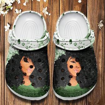Black Curls Art Shoes Clogs - Afro Curly Girl Custom Shoe Birthday Gift For Women Girl - Monsterry CA