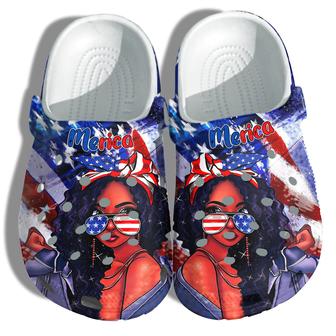 Black Girl Magic 4Th Of July Shoes Gift Women - Merica Teen Black Queen Twinkle America Flag Shoes Birthday Gift - Monsterry CA