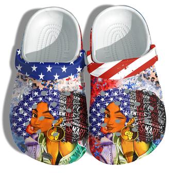Black Girl Magic African American 4Th Of July Shoes Gift Women - Leopard Queens America Flag Shoes Birthday Gift - Monsterry DE