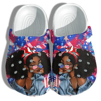 Black Girl Magic America Flag Shoes Gift Women - Strong Teen Black Queen Love 4Th Of July Shoes Birthday Gift Grandaughter - Monsterry AU