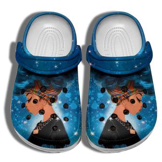 Black Pride Black Girl Blue Crocband Clog Shoes - Monsterry DE