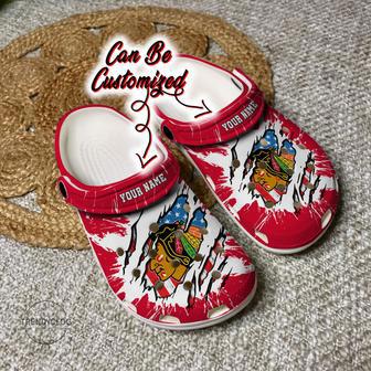 Blackhawks Personalized Cblackhawks Hockey Ripped American Flag Clog Shoes | Favorety CA