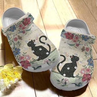 Blooming Black Cat Clogs Shoes Birthday Christmas Gift For Women - Monsterry AU