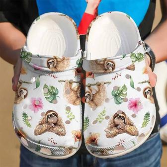 Blooming Sloth Clogs Shoes For Birthday Christmas Thanksgiving - Monsterry UK