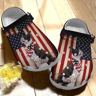 Boston Terrier In Independence Day Clogs Shoes Gifts For Men Women - Monsterry