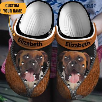 Boxer Brown In Zipper Personalized Shoes Clogs Gifts For Birthday Christmas - Monsterry