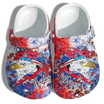 Brave Eagle Hawk America Flag Shoes Customize Name- Veterans Proud Personalized Name 4Th Of July Shoes Birthday Gift - Monsterry AU