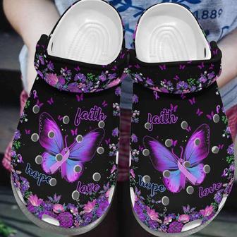Breast Cancer Awareness Butterfly Faith Hope Love Crocband Clog Shoes - Monsterry DE