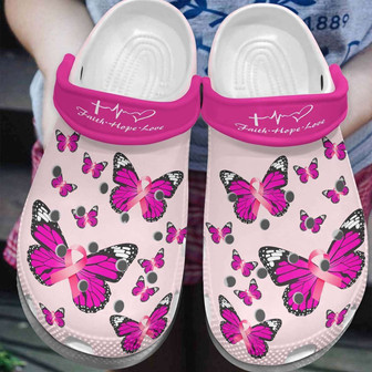 Breast Cancer Awareness Christian Faith Hope Love Clogband Clog Shoes - Monsterry