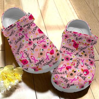 Breast Cancer Awareness Fearless Faith Crocband Clog Shoes - Monsterry UK