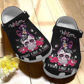Breast Cancer Awareness Fight Like A Girl Fairy Sugar Classic Clogs Shoes - Monsterry