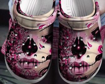 Breast Cancer Awareness Horror Lips Crocband Clog Shoes - Monsterry