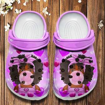 Breast Cancer Awareness Melanin Poppin Bubble Crocband Clog Shoes - Monsterry UK