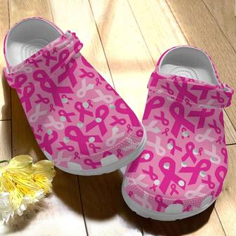 Breast Cancer Awareness Pink Ribbon Pattern Crocband Clog Shoes - Monsterry AU