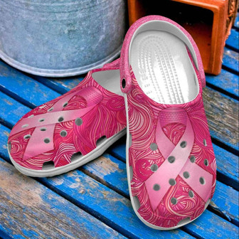 Breast Cancer Awareness Ribbon Clogband Clog Shoes - Monsterry