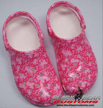 Breast Cancer Awareness Ribbon Pattern Clogband Clog Shoes - Monsterry