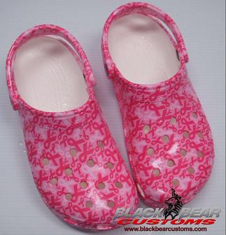 Breast Cancer Awareness Ribbon Pattern Crocband Clog Shoes - Monsterry DE