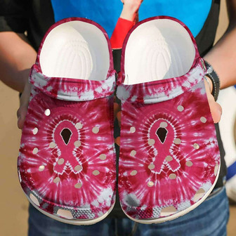 Breast Cancer Awareness Ribbon Tie Dye Clogband Clog Shoes - Monsterry