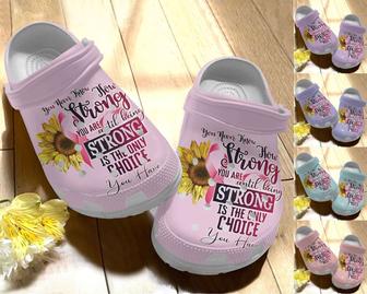 Breast Cancer Awareness Sunflower Pink Ribbon Crocband Clog Shoes - Monsterry DE