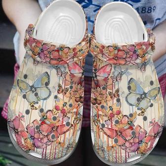 Butterfly Art Oil Painting Shoes - Cutie Butterflies Clog Gifts For Mom - Monsterry