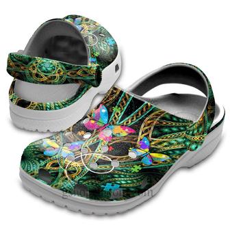 Butterfly Autism Flower Hippie Shoes - Hippie Be Kind Butterfly Shoes Croc Clogs Gifts Women - Monsterry UK