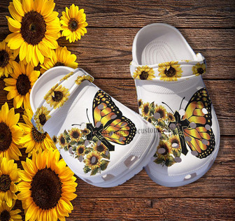 Butterfly Faith God Gross Sunflower Clog Shoes Gift Grandaughter- Faith Miracle God Butterfly Shoes Clog Clogs Women - Monsterry