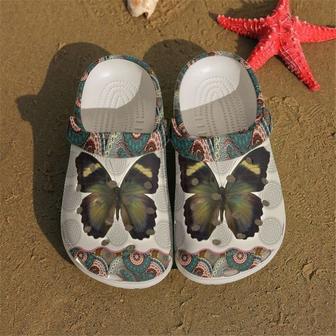Butterfly Mandala Clog Shoes - Monsterry