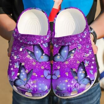 Butterfly Purple Classic Clogs Shoes - Monsterry