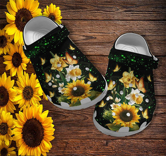 Butterfly Sunflower Twinkle Mystery Clog Shoes Gift Mother Day- Butterfly Faith Miracle Shoes Clog Clogs Gift Grandma - Monsterry