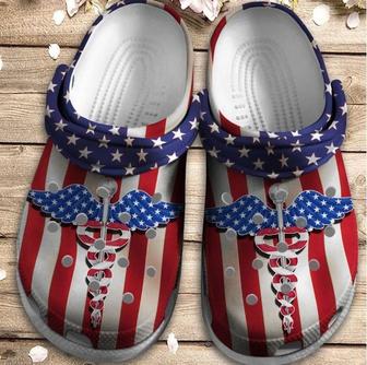 Caduceus Us Shoes 4Th Of July - Nurse Shoe Outdoor Shoes Birthday Gift For Women Men - Monsterry UK
