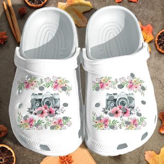 Camera Flower Photographer Croc Shoes - Girl Loves Photo Camera Flower Crocbland Clog Gift - Monsterry DE