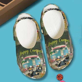 Camping Happy Camper Bear Classic Clogs Shoes - Monsterry