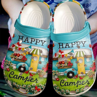 Camping Happy Camper Classic Clogs Shoes - Monsterry