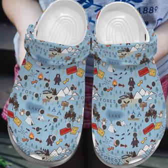 Camping Map Shoes - Forest Lake Explore Clog Gift For Boy Girl - Monsterry CA