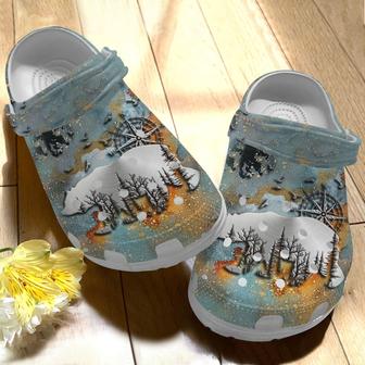 Camping Metal Pattern Shoes - Compass Clog Gift For Birthday - Monsterry CA