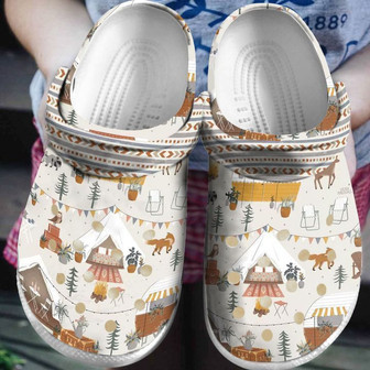 Camping Pattern Classic Clogs Shoes - Monsterry