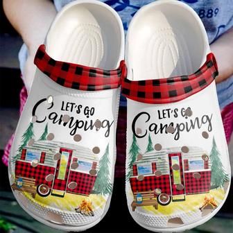 Camping Red Gingham Shoes Clogs - Lets Go Camping Custom Shoe Birthday Gift - Monsterry DE