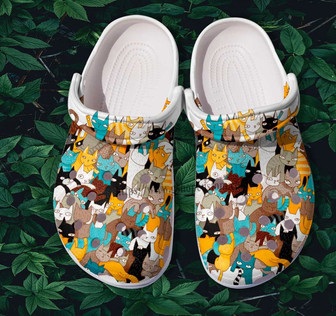 Cat Chibi Funny Shoes Gift Women- Cat Pattern Cartoon Shoes Clog Clogs - Monsterry
