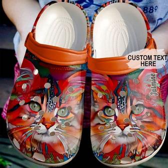 Cat Personalized Orange Cool Classic Clogs Shoes - Monsterry CA