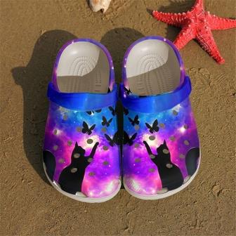 Cat Purple Butterfly Classic Clogs Shoes - Monsterry AU