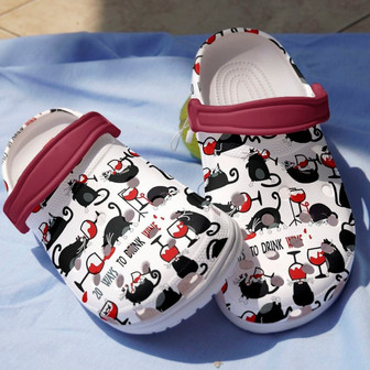 Cat Wine Shoes Kawai Meme Funny - 20 Ways To Drink Wine Shoes Clogbland Clog - Monsterry