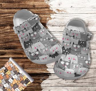 Chibi Cat Anime Cute Grey Croc Shoes Gift Bestie- Cat Anime Manga Lover Shoes Croc Clogs Gift Women - Monsterry UK