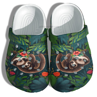 Chibi Sloth Mom Shoes - Baby Sloth Mom First Mother Day Shoes Clog Clogs Jungle Camping Gift - Monsterry