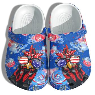 Chicken Flower America Flag Shoes Gift Women - Funny Stop Staring At My Cock 4Th Of July Shoes Birthday Gift - Monsterry CA