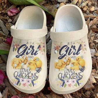 Chicken Just A Girl Who Loves Classic Clogs Shoes - Monsterry CA