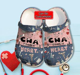 Cna Is A Work Of Heart Shoes Gift Mother Daughter- Nurse Cna Chibi Item Shoes Croc Clogs Customize - Monsterry DE