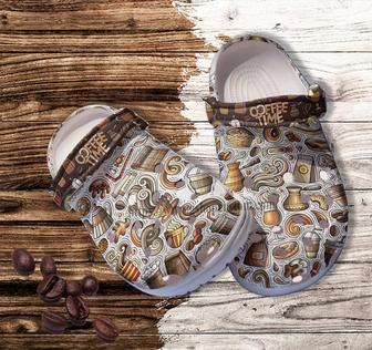 Coffee Tea Party Cake Sticker Croc Shoes Gift Men Women- Coffee Shop Worker Shoes Croc Clogs Gift - Monsterry CA