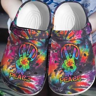 Colorful Peace Symbol Shoes Clogs Men Women - Hand Peace Shoes Clogs Gifts For Son Daughter - Monsterry UK