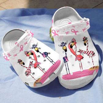 Cool Flamingo Breast Cancer Awareness Clogs Shoes Gifts For Women Girls - Monsterry UK