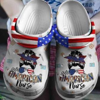 Cool Girl Glasses American Nurse 4Th Of July Crocband Clogs - Monsterry